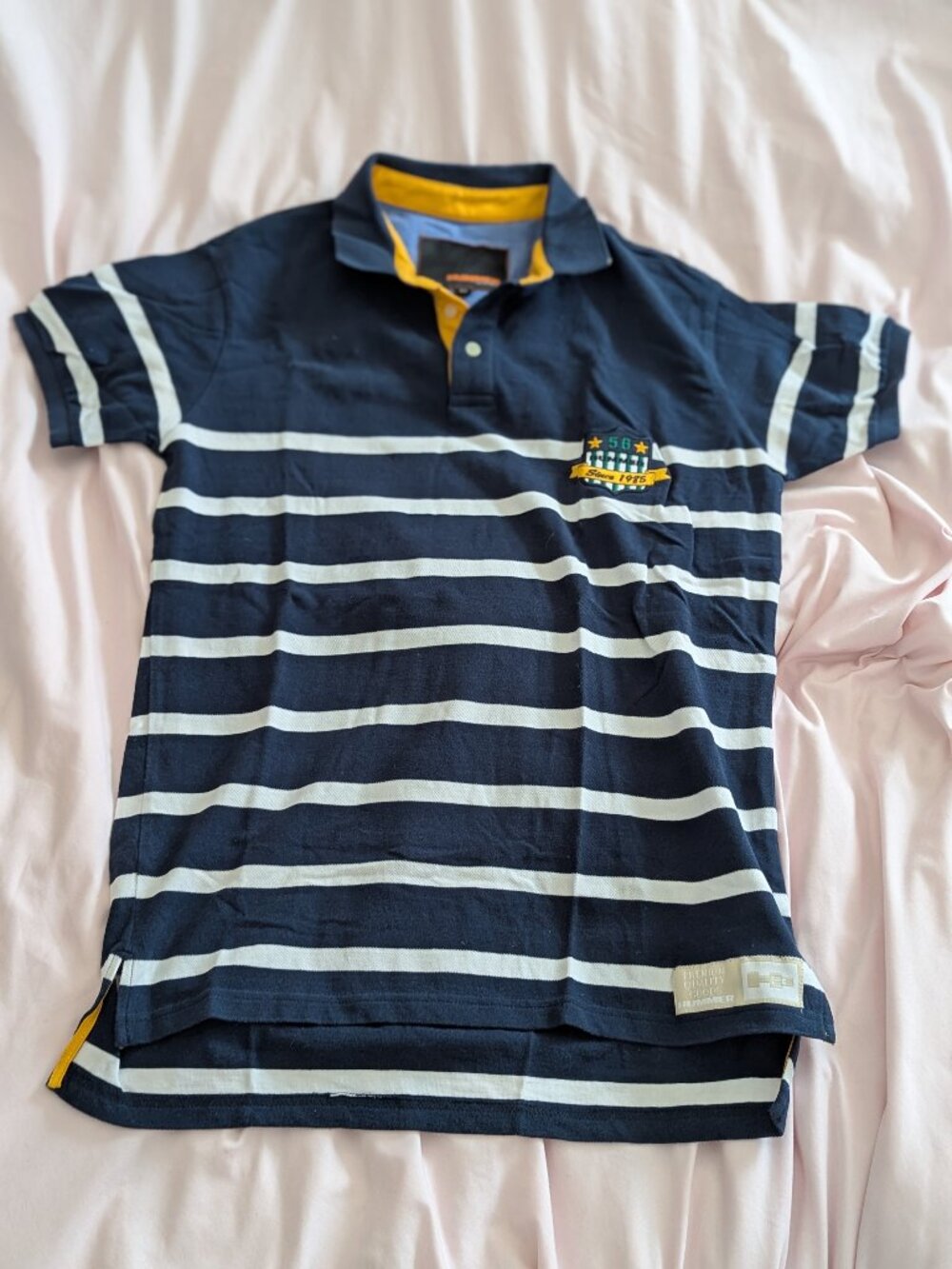 Hummer Navy Blue Striped Polo Shirt Size M